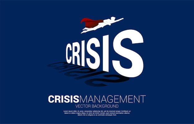 Vector silhouette businessman fly across crisis background concept for crisis management and challenge in business