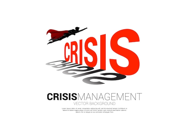 Силуэт бизнесмена летит через кризис Фоновая концепция кризисного управления и вызовов в бизнесе