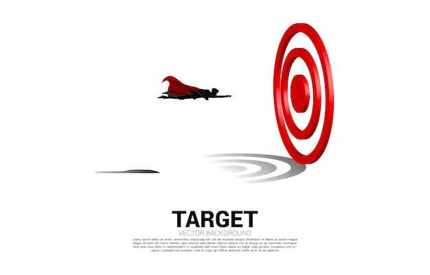 Silhouette of businessman flying to target dartboard Business Concept of targeting and customer route to success