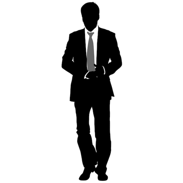 Silhouette businessman man in suit with tie on a white background Vector illustration