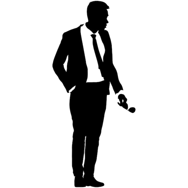 Silhouette businessman man in suit with tie on a white background