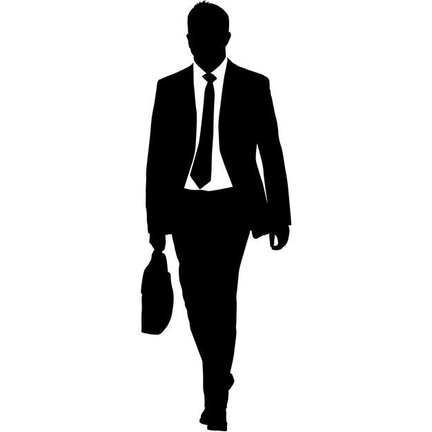 Силуэт бизнесмена в костюме с галстуком на белом фоне