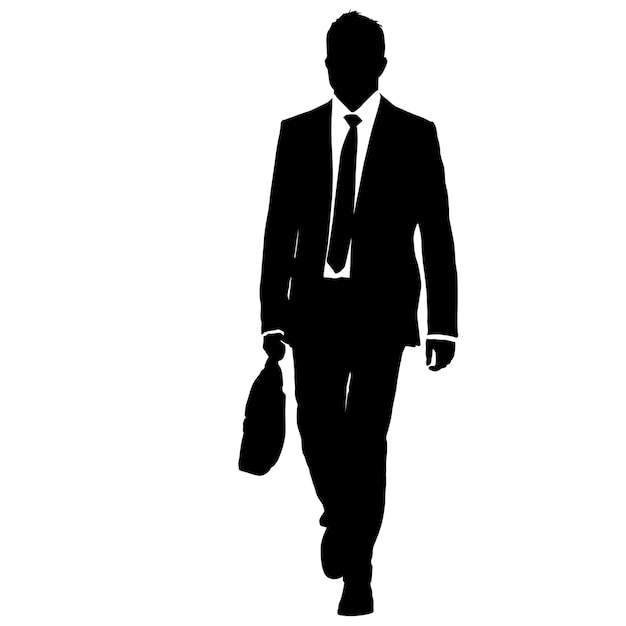 Silhouette businessman man in suit with tie on a white background