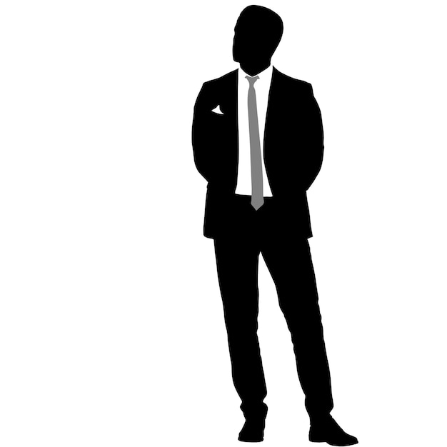 Silhouette businessman man in suit with tie on a white background