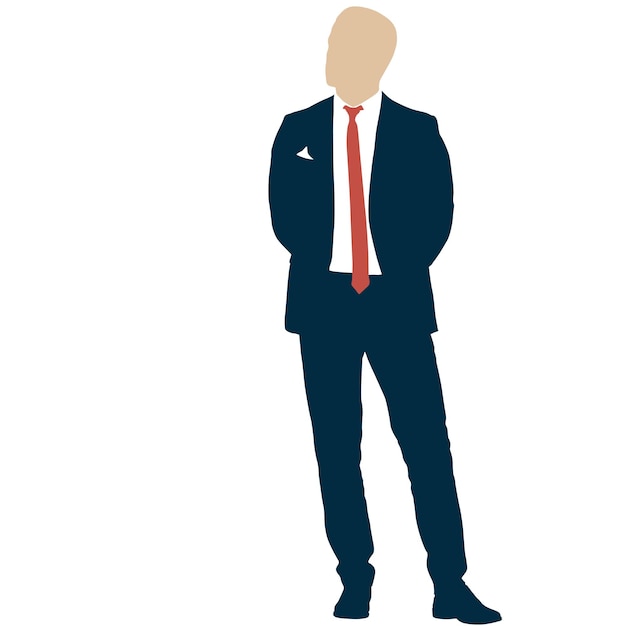 Vector silhouette businessman man in suit with tie on a white background