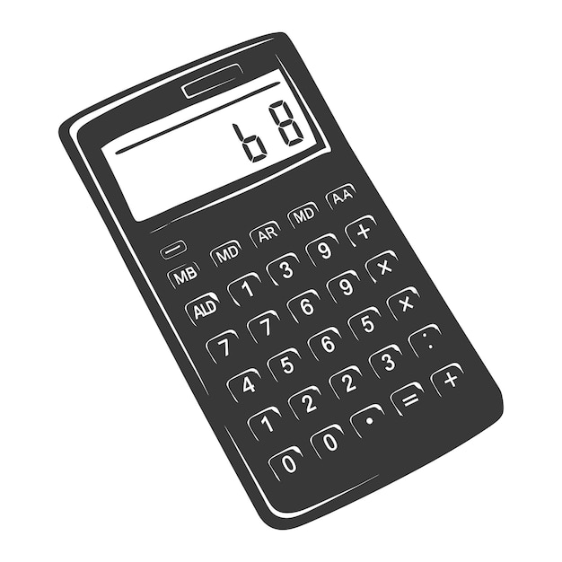 Vector silhouette calculator office utility black color only