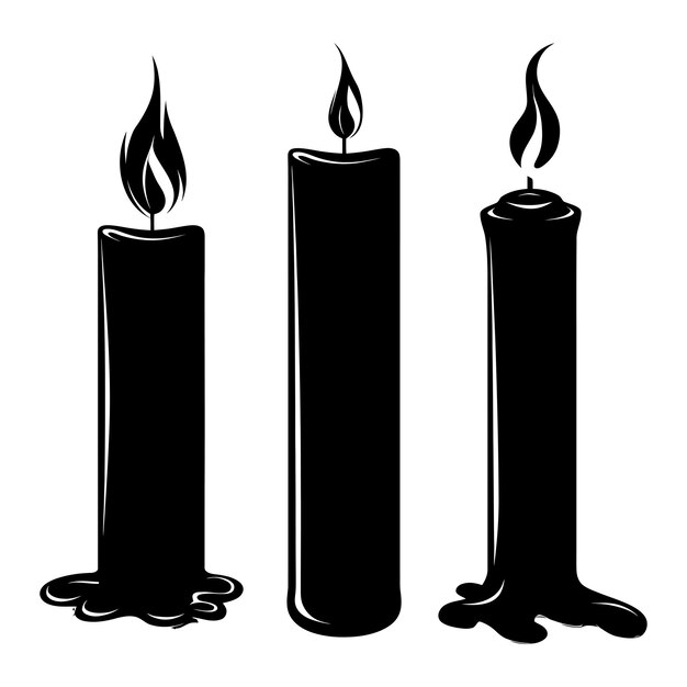 Vector silhouette candles black color only