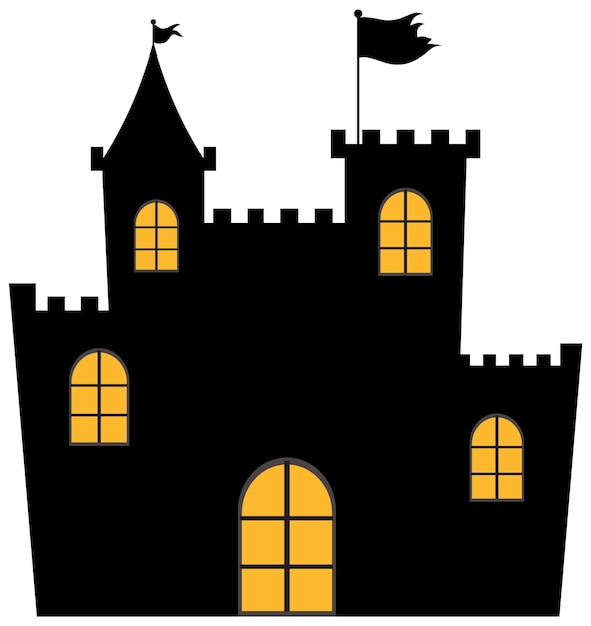 Vector silhouette castle with light at the window