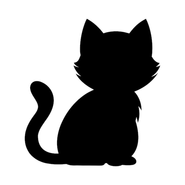 Vettore silhouette di un gatto seduto su bianco