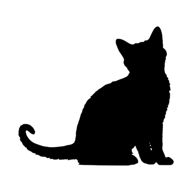 Vector silhouette of a cat on a white background