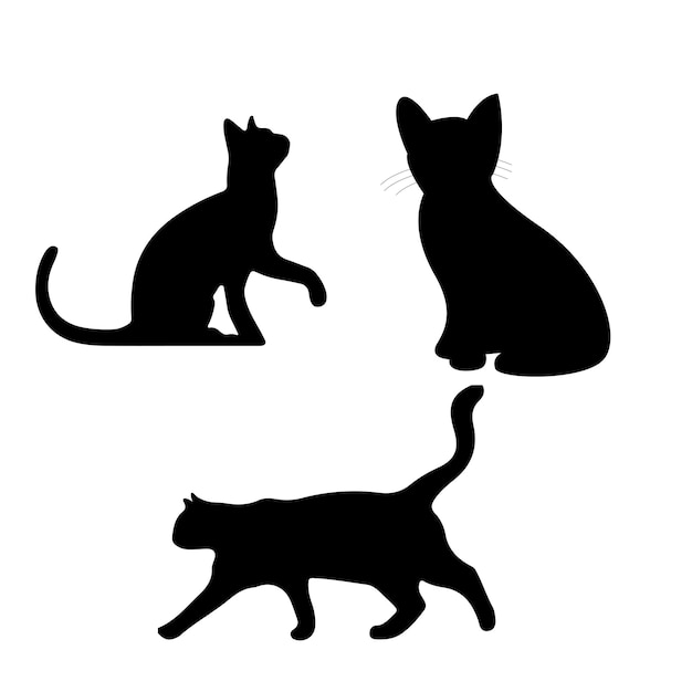 Silhouette of cats in blackvector illustration