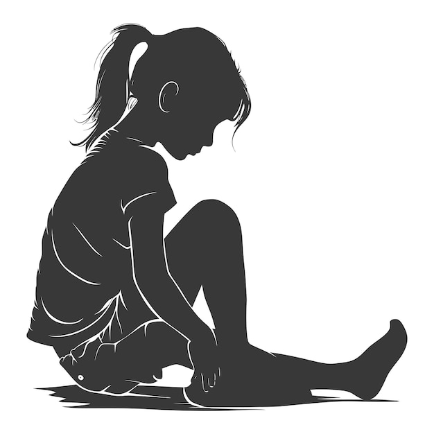 Silhouette caucasian girl alone black color only