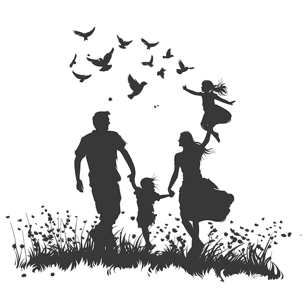 Vector silhouette for celebrating parents day moment black color only