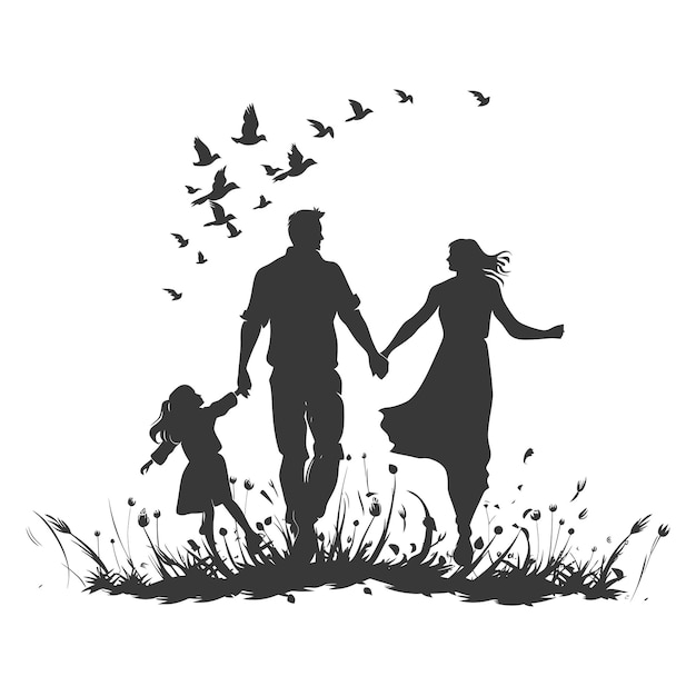 Vector silhouette for celebrating parents day moment black color only