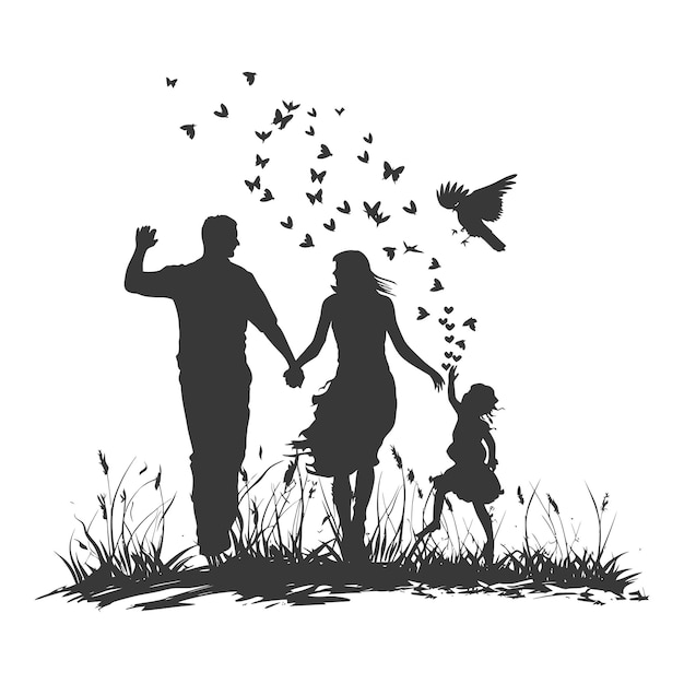 Vector silhouette for celebrating parents day moment black color only