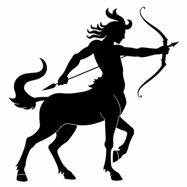 Vector silhouette of a centaur archer mythical creature vector