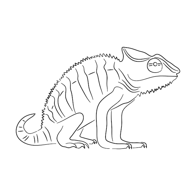 Vector silhouette of a chameleon made in sketch style vector illustration