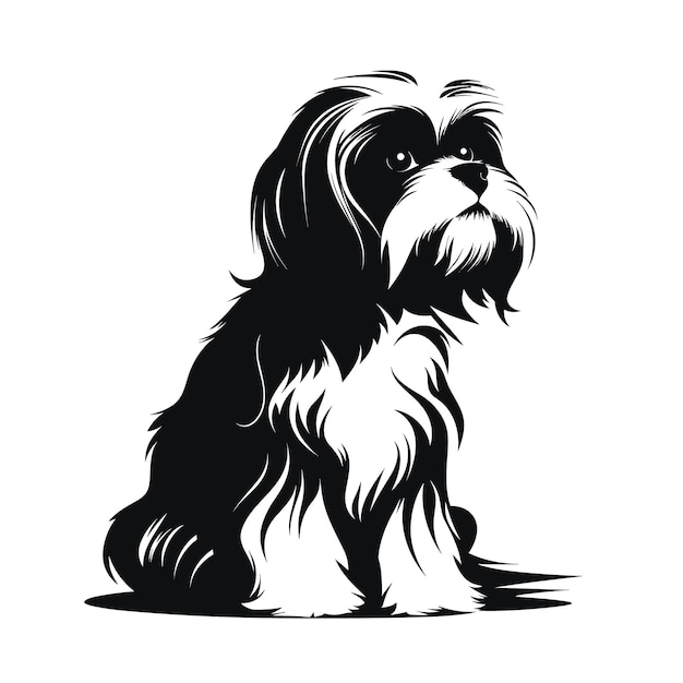 Vector silhouette character shih tzu dog cute logo