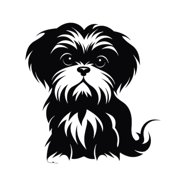 Silhouette character shih tzu dog cute logo