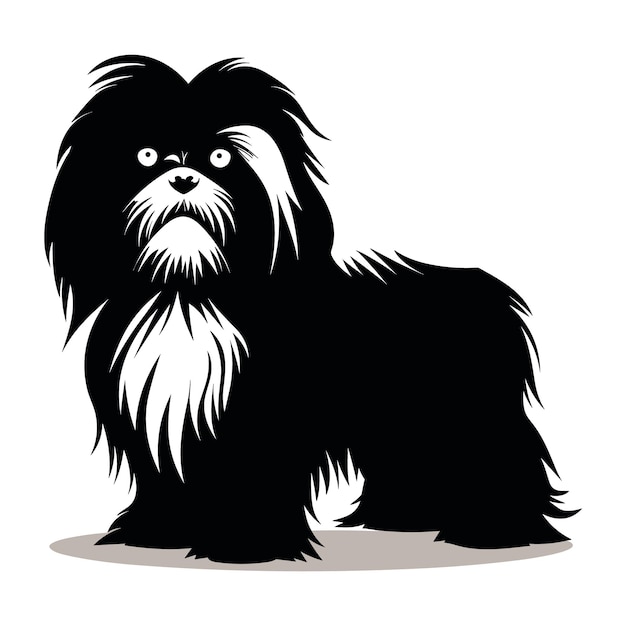 Vector silhouette character shih tzu dog cute logo