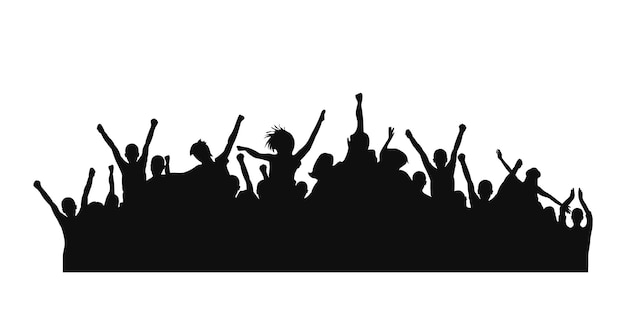 Vector silhouette of a cheerful crowd of people in party celebration vector image