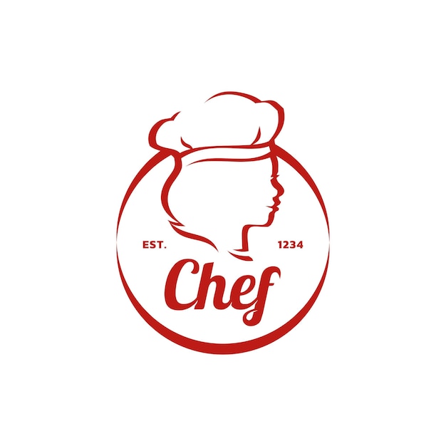 Silhouette chef lady vector logo premium