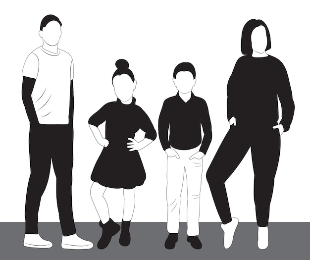 Silhouette children boys and girls design vector isolated