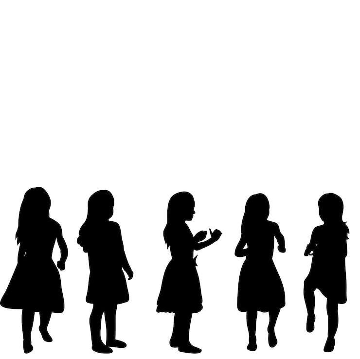 Vector シルエットの子供たちの小さな女の子