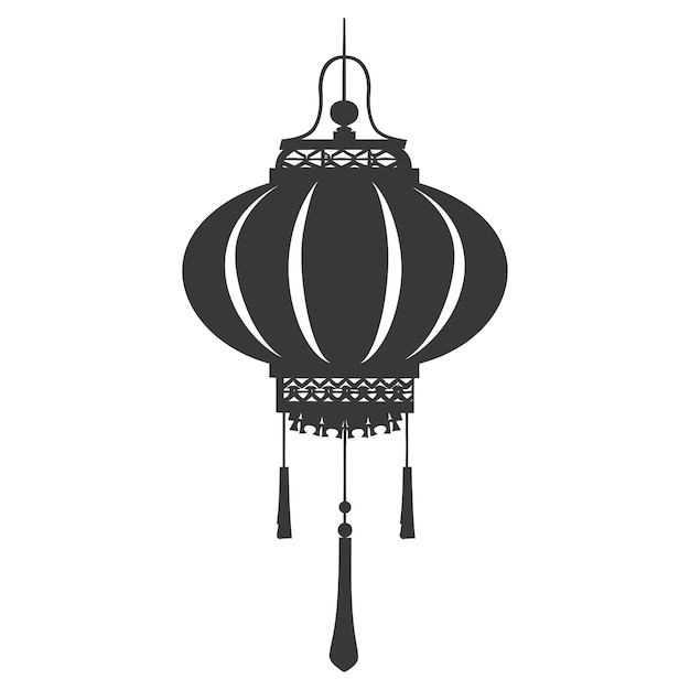 Vector silhouette chinese traditional asian lantern black color only