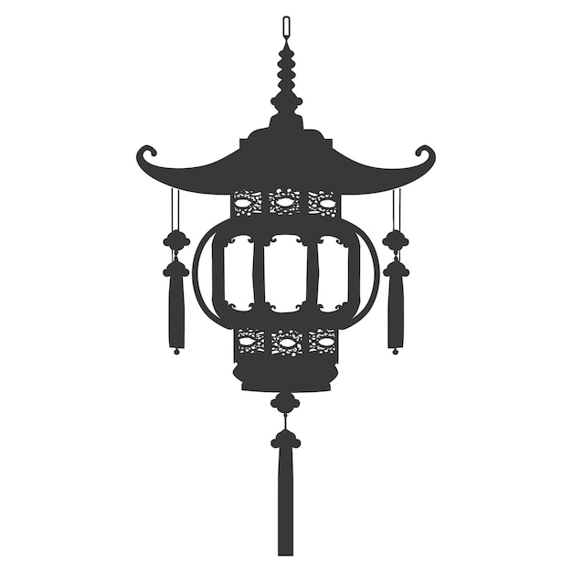 Vector silhouette chinese traditional asian lantern black color only