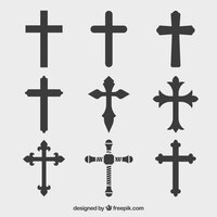 矢量剪影基督教十字架集合