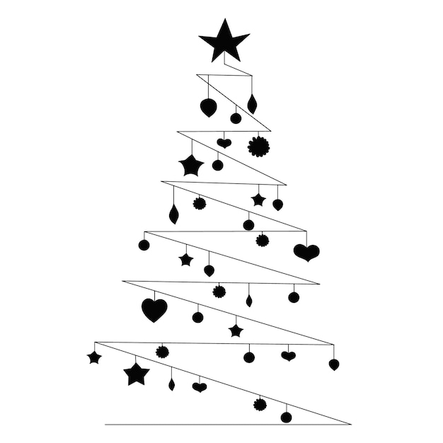 Silhouette christmas tree with star