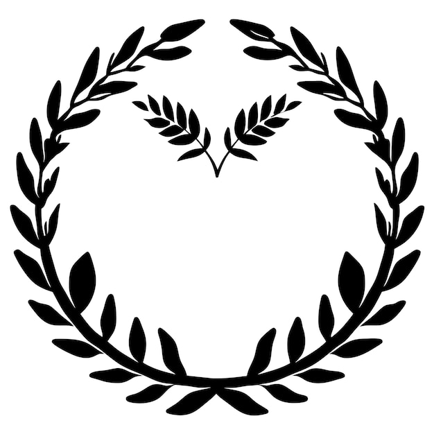 Vector silhouette circular laurel foliate and wheat wreaths depicting an award achievement