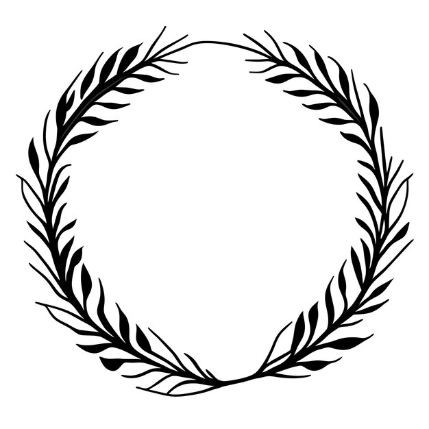 Vector silhouette circular laurel foliate and wheat wreaths depicting an award achievement