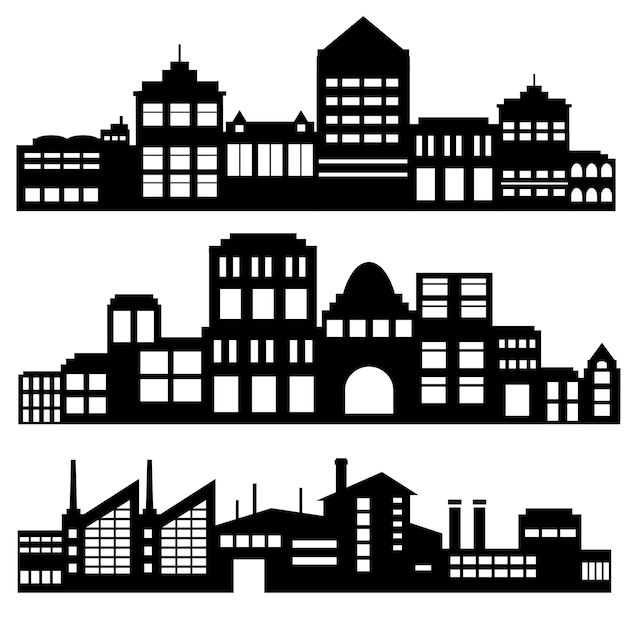 Vector silhouette of city cityscape skyline landscape background for business concept illustration downtown urban street of architecture with a building