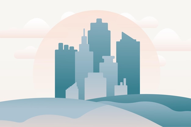 Vector silhouette of the city cityscape with buildings