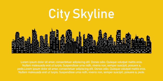 The silhouette of the city in a flat style