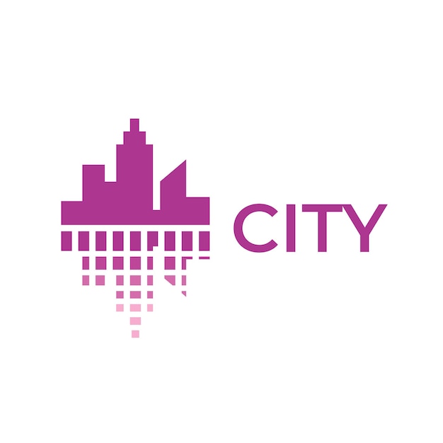 Silhouette city gevormd equalizer bars vector logo template