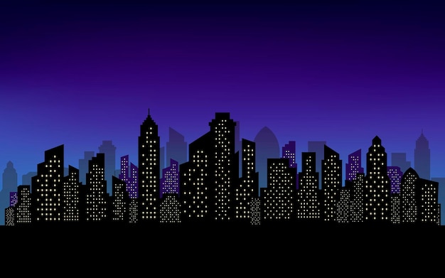 Silhouette of city skyline view background