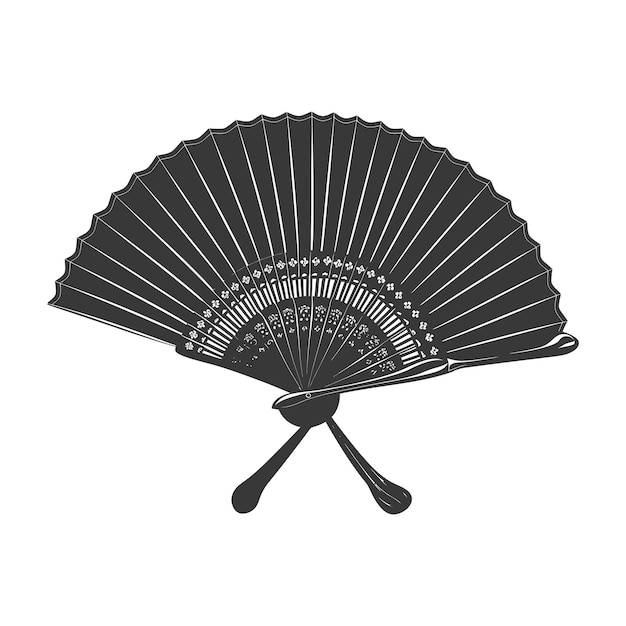 Vector silhouette classic handheld folding fan black color only