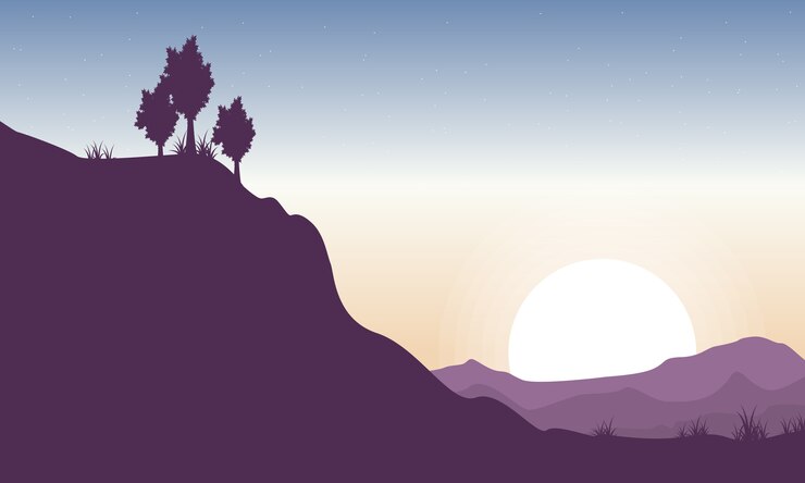 Silhouette of cliff beauty landscape