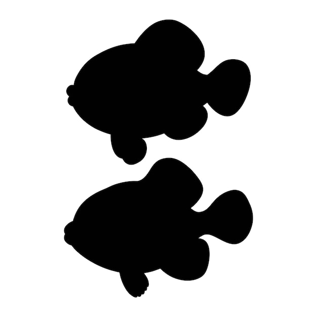 Silhouette of clownfish on white