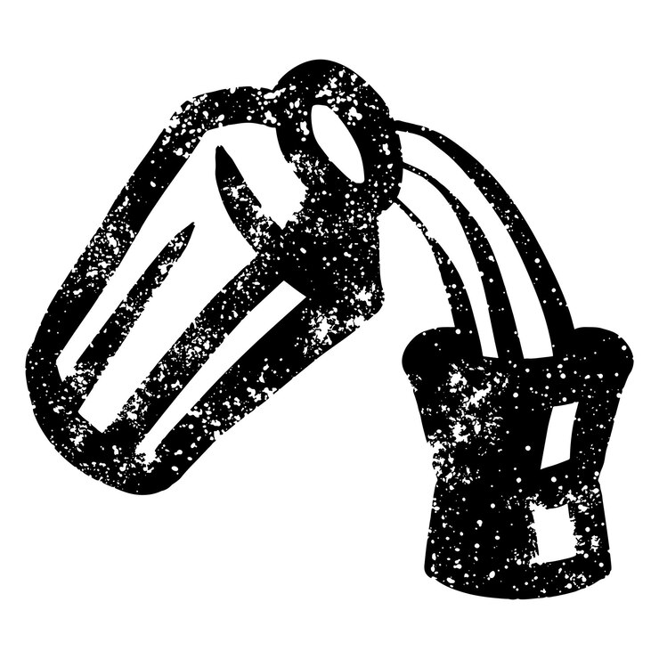 Vector silhouette of cocktail shaker pouring drink into jigger bartending tool with grunge texture