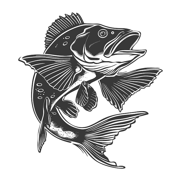 Vector silhouette cod fish animal black color only