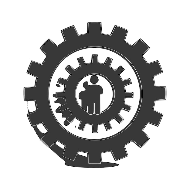 Silhouette cog wheel as teamwork symbol black color only