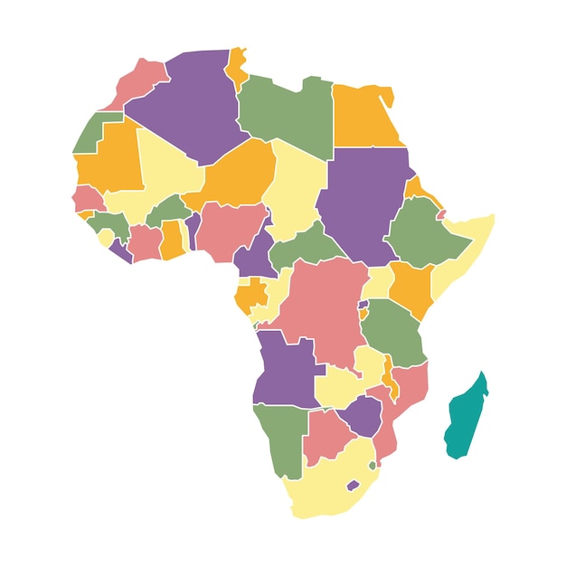 Vector silhouette and colored africa map