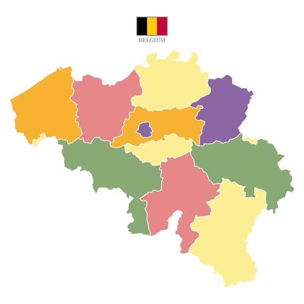 Vector silhouette and colored belgium map