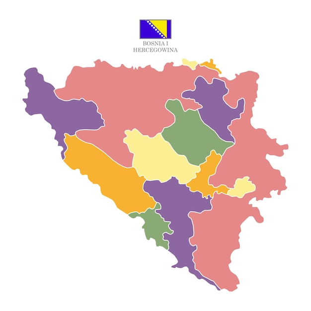 Vector silhouette and colored bosnia and herzegovina map