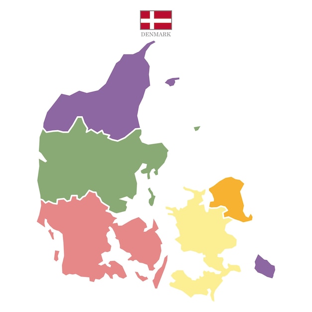 Premium Vector | Silhouette and colored denmark map