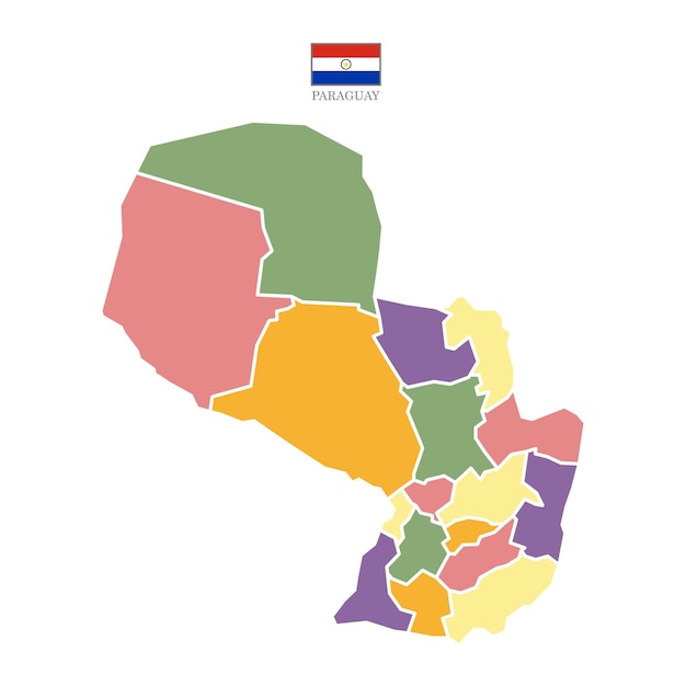 Silhouette and colored Paraguay map